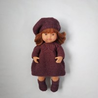 Комплект в'язаного одягу для ляльок Miniland 38 см баклажан