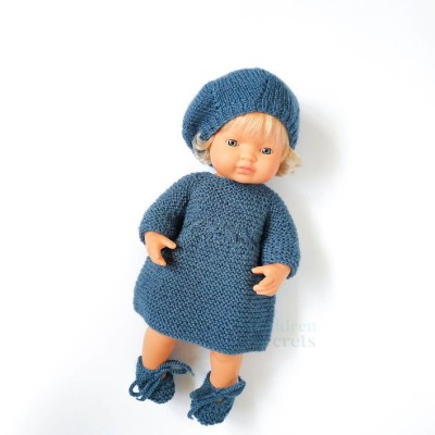 Комплект в'язаного одягу для ляльок Miniland 38 см синій