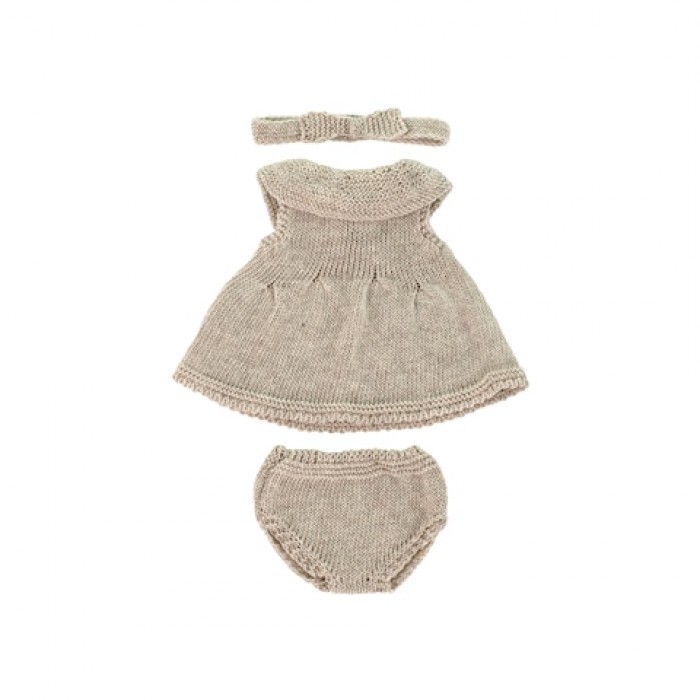 Сукня для пупсів Miniland 32 см з пов'язкою для волосся, пісочна