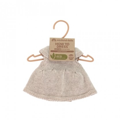 Платье для пупсов Miniland 32 см с повязкой для волос, песочное