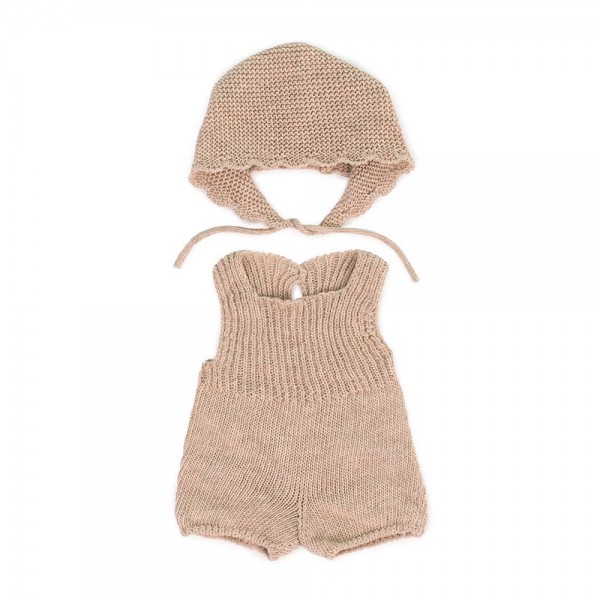 Ромпер с шапочкой для кукол Miniland 38 см, песочный