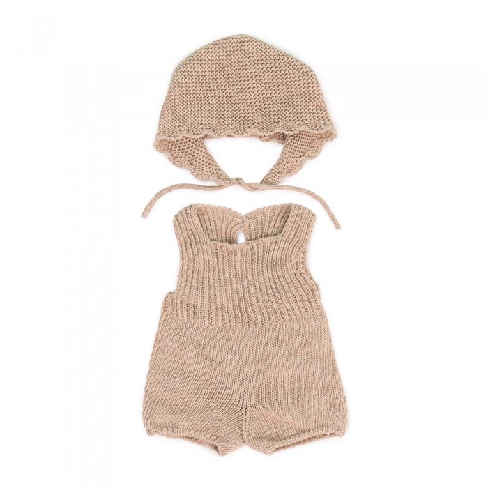 Ромпер з шапочкою для ляльок Miniland 38 см, пісочний