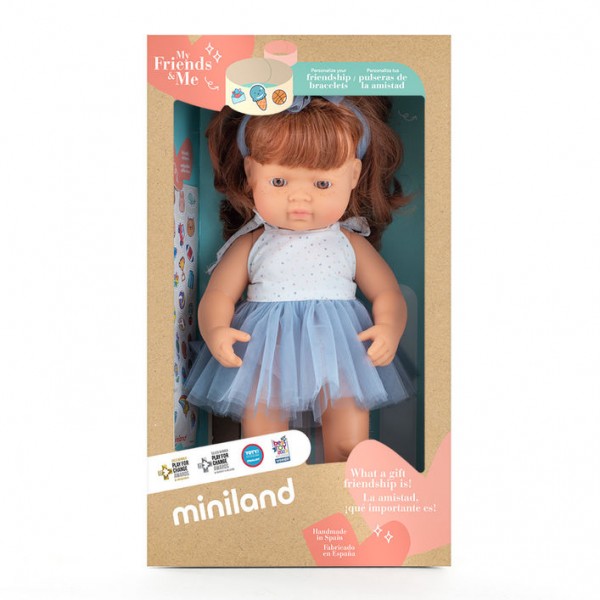 Кукла Miniland 38 см девочка рыжая в одежде