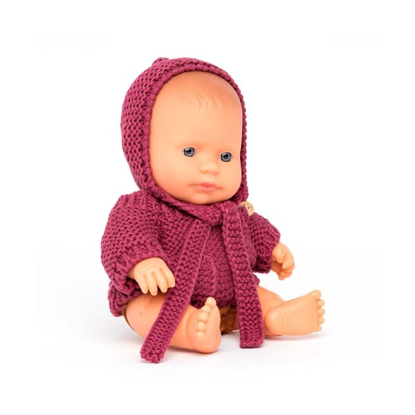 Комплект кофточка с трусиками и шапочкой для кукол Miniland 21 см 
