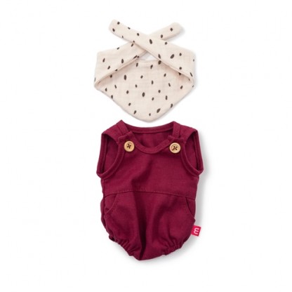 Бордове боді зі слюнявчиком для ляльок 38 см