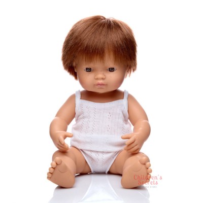 Лялька Miniland рудий хлопчик с веснушками в білизні, 38 см