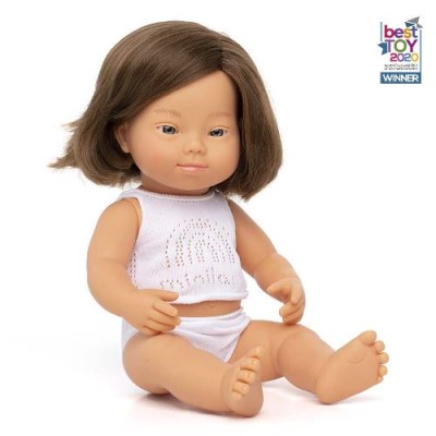 Лялька Miniland з синдромом Дауна дівчинка-шатенка 38 см