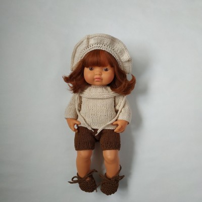 Комплект в'язаного одягу для ляльок Miniland 38 см беж