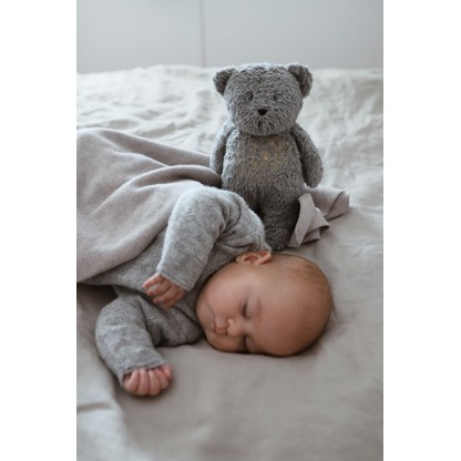 Музыкальный медвежонок MOONIE с ночником Mineral Grey