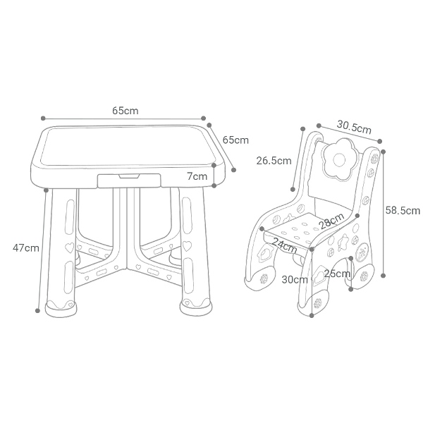 Комплект столик и два стульчика Poppet Монохром