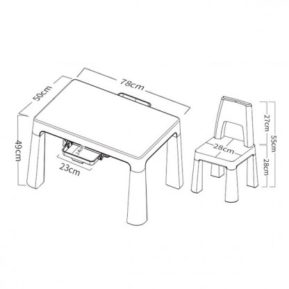 Многофункциональный комплект столик и два стульчика Poppet Моно Блу