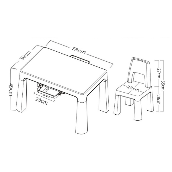 Многофункциональный комплект столик и два стульчика Poppet  Моно Пинк