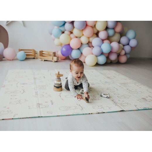 Двосторонній складний килимок "Пригоди ведмедиків та Танець панд"