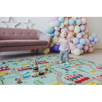  Двосторонній складаний килимок "Транспорт та Зоольотчики"