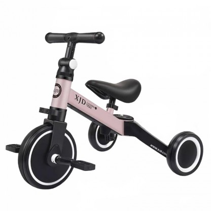 Дитячий триколісний біговел-трансформер Poppet 3 в 1, чорно-рожевий 