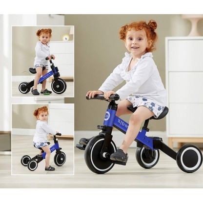 Дитячий триколісний біговел-трансформер Poppet 3 в 1, чорно-синій