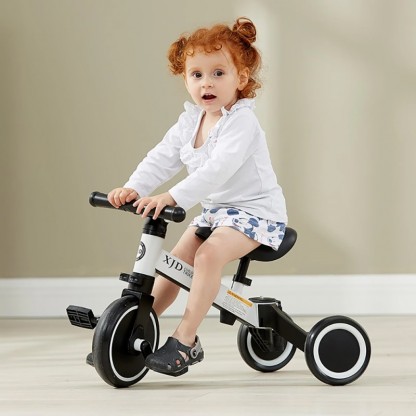 Дитячий триколісний біговел-трансформер Poppet  3 в 1, чорно-білий