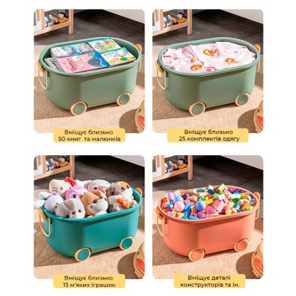 Ящик для зберігання іграшок "Каченя Грін", на колесах, середній