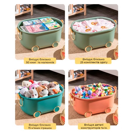 Ящик для зберігання іграшок "Каченя Грін", на колесах, середній