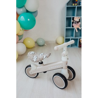 Дитячий триколісний біговел Poppet "Медведик Лакі Дрім", матово-бежевий