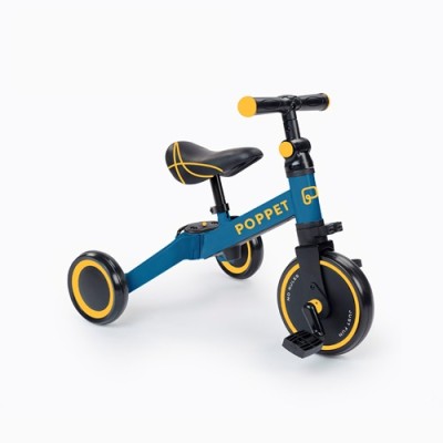 Дитячий триколісний біговел-трансформер POPPET 3 в 1, синьо-жовтий + стікерпак у подарунок