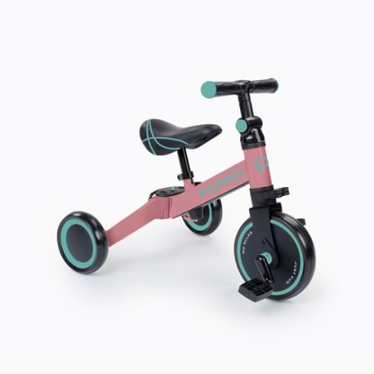 Дитячий триколісний біговел-трансформер POPPET 3 в 1, рожево-м'ятний 