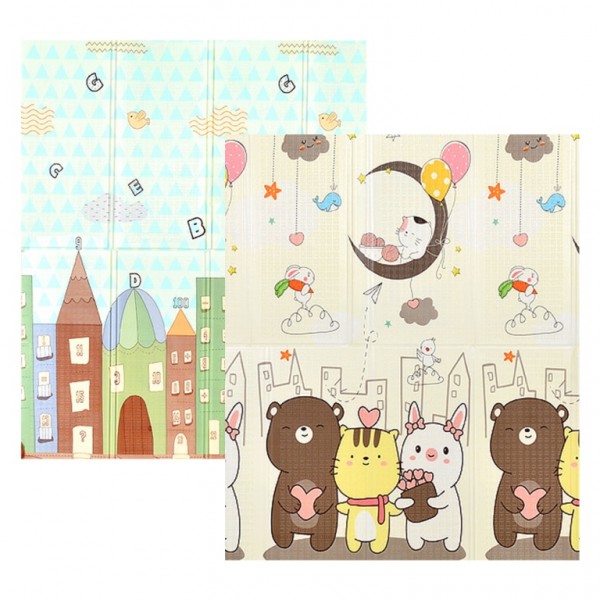  Двусторонний развивающий термоковрик POPPET "Спящие малыши и Волшебный город"