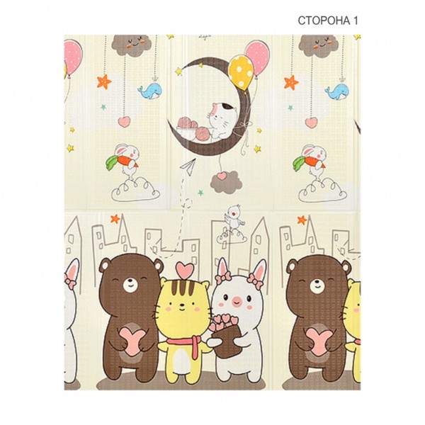  Двусторонний развивающий термоковрик POPPET "Спящие малыши и Волшебный город"