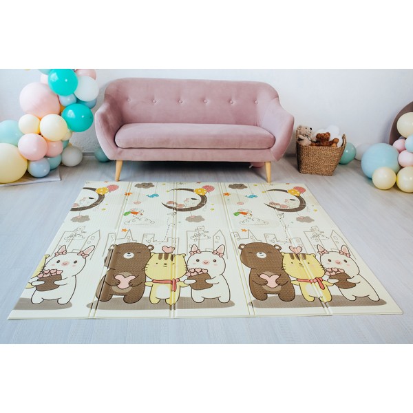  Двусторонний развивающий термоковрик POPPET "Спящие малыши и Волшебный город"