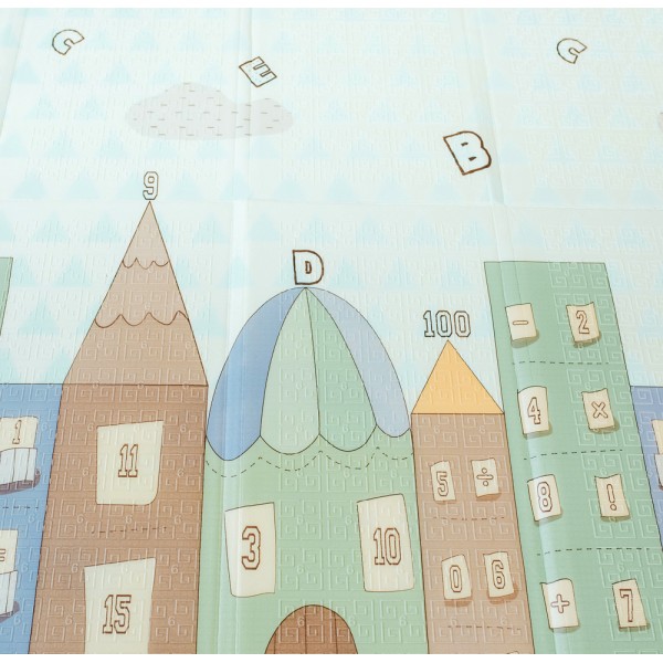  Двусторонний развивающий термоковрик POPPET "Спящие малыши и Волшебный город"