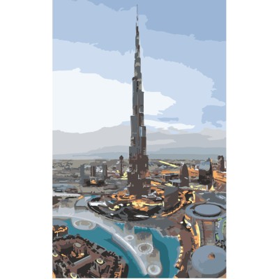 Картина за номерами Strateg ПРЕМІУМ Сучасні Дубаї розміром 50х25 см (WW014)