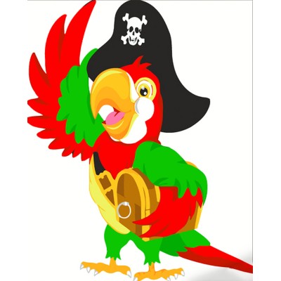 Картина за номерами Strateg ПРЕМІУМ Папуга-пірат розміром 30х30 см (ES125)