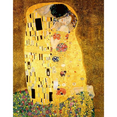 Алмазна мозаїка Strateg ПРЕМІУМ Густав Клімт Поцілунок без підрамника розміром 40х50 см (JSFH73118)