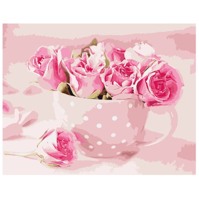 Картина за номерами Strateg ПРЕМІУМ Рожеві троянди з лаком розміром 40х50 см VA-0554