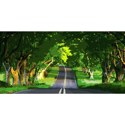 Картина за номерами Strateg ПРЕМІУМ Дорога в тіні дерев Strateg розміром 50х25 см (WW057)