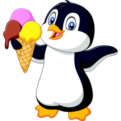 Картина за номерами Strateg ПРЕМІУМ Пінгвін з морозивом з лаком та з рівнем розміром 30х30 см (ES212)