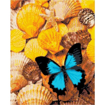 Алмазна картина Strateg ПРЕМІУМ Метелик на мушлях розміром 40х50 см FA40857