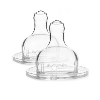 Набор силиконовых сосок Suavinex для густой пищи, с 4 месяцев (2 шт)