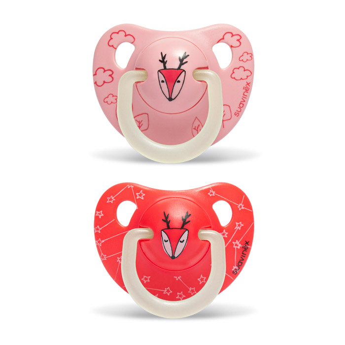 Набір анатомічних пустушок Suavinex Night, 2 шт., 6–18 міс