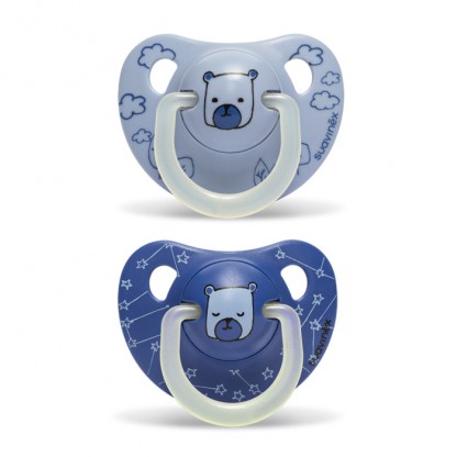 Набір анатомічних пустушок Suavinex Night, 2 шт., 6–18 міс, Ведмедик