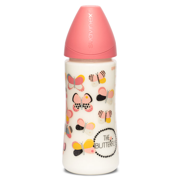 Пляшечка Suavinex Крилаті історії, 360 мл, швидкий потік, рожева