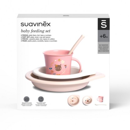 Набор посуды для кормления Suavinex Лесные истории, розовый