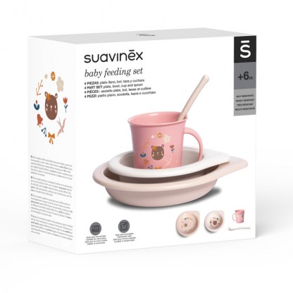 Набор посуды для кормления Suavinex Лесные истории, розовый