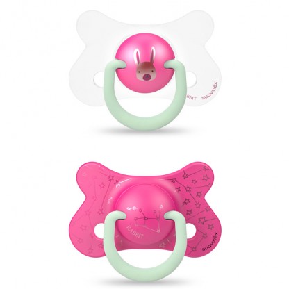 Набор из 2 ночных пустышек Suavinex 4–18 мес.