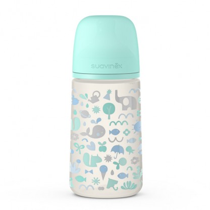Пляшечка Suavinex, 270 мл, анатомічна соска, середній потік, зелена