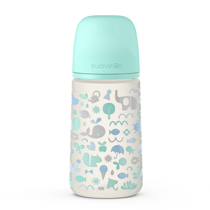 Пляшечка Suavinex, 270 мл, анатомічна соска, середній потік, зелена