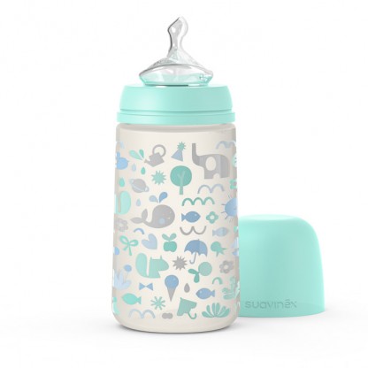 Пляшечка Suavinex, 270 мл, анатомічна соска, середній потік, зелена