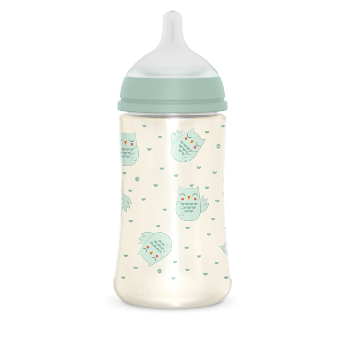 Пляшечка Suavinex Bonhomia, 270 мл, фізіологічна соска, повільний потік, зелена