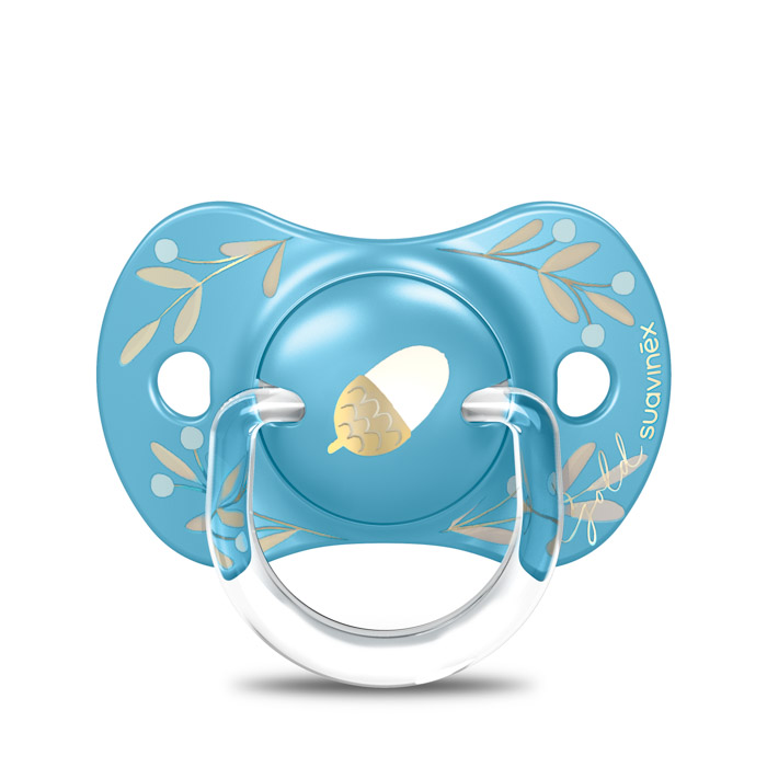 Пустушка фізіологічна Suavinex Gold Edition, 18+, блакитна