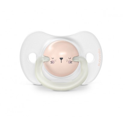 Набор физиологических ночных пустышек Suavinex, 0–6 месяцев, кролик (2 шт)